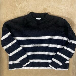 Rue21 Black and White Striped Crew Neck Sweater